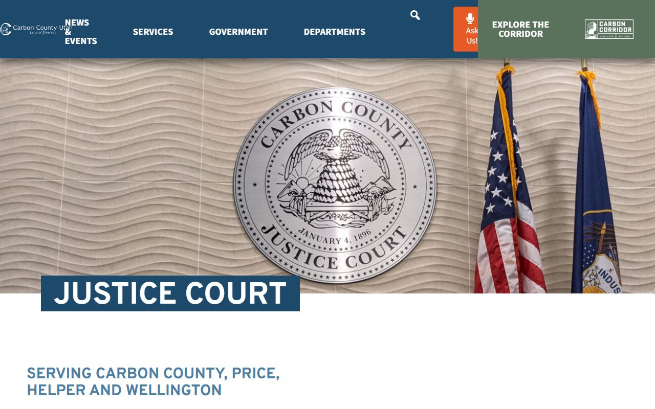 Carbon County Justice Court website for traffic ticket records in Carbon County Utah