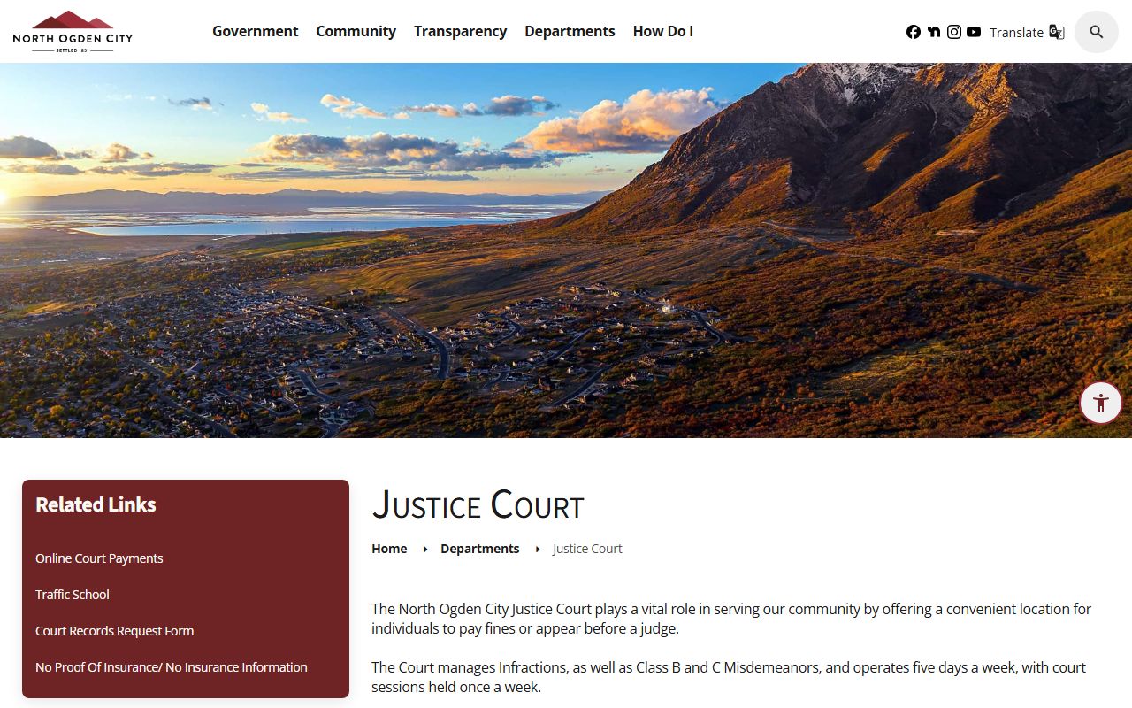 North Ogden Justice Court Weber County traffic ticket records