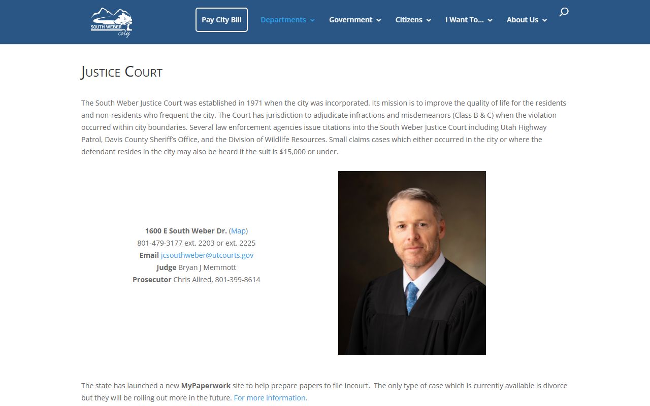 South Weber Justice Court Weber County traffic ticket records